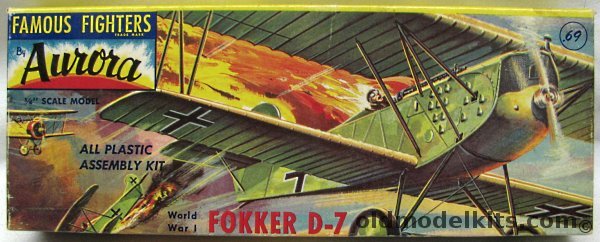 Aurora 1/48 Fokker D-7 (D-VII DVII), 106-69 plastic model kit